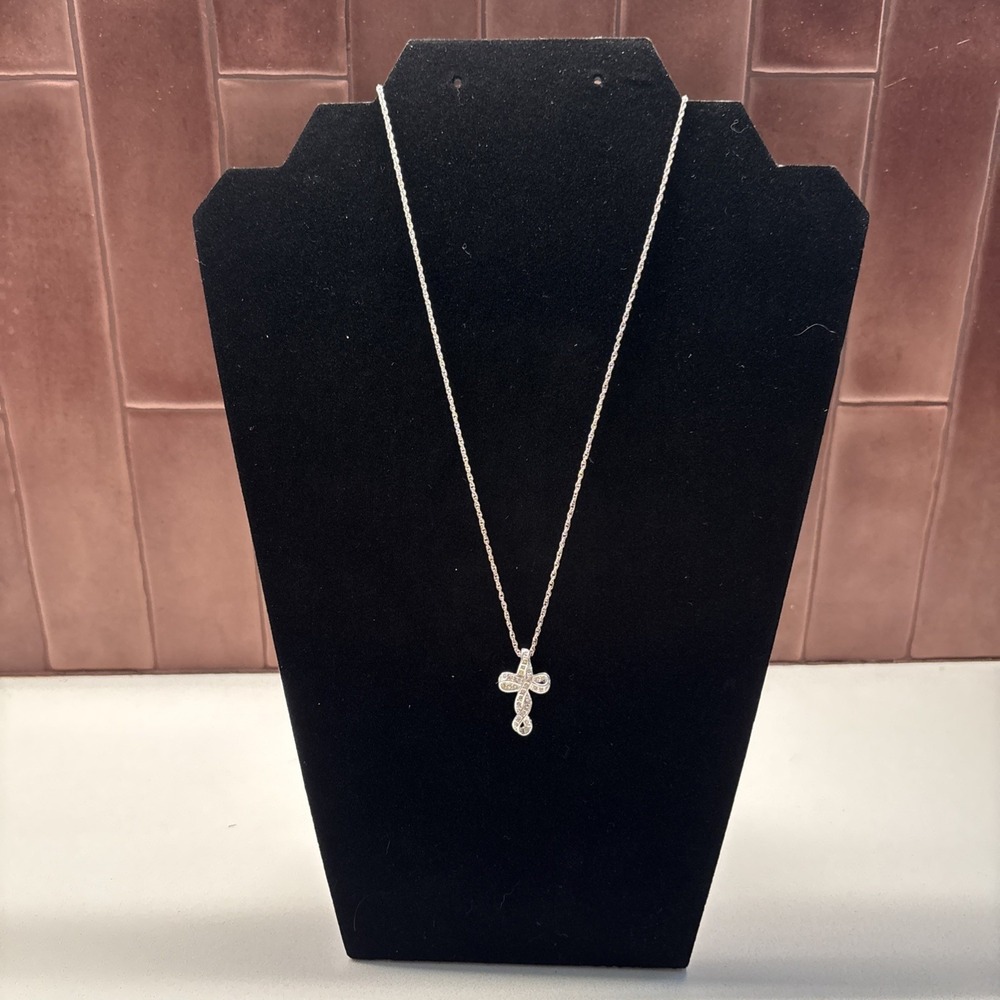 Silver Tone Cross Necklace